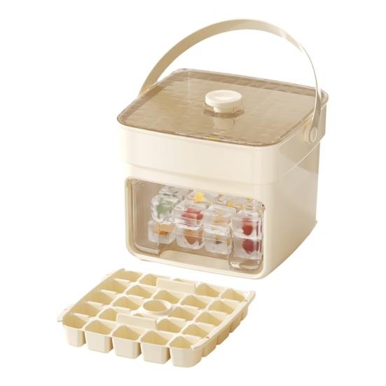Press-Release Ice Cube Tray with Storage Bin & Ice Shovel Large Capacity Ice Mold for Freezer Leak-Proof Stackable BPA-Free Ice Maker for Home Party
