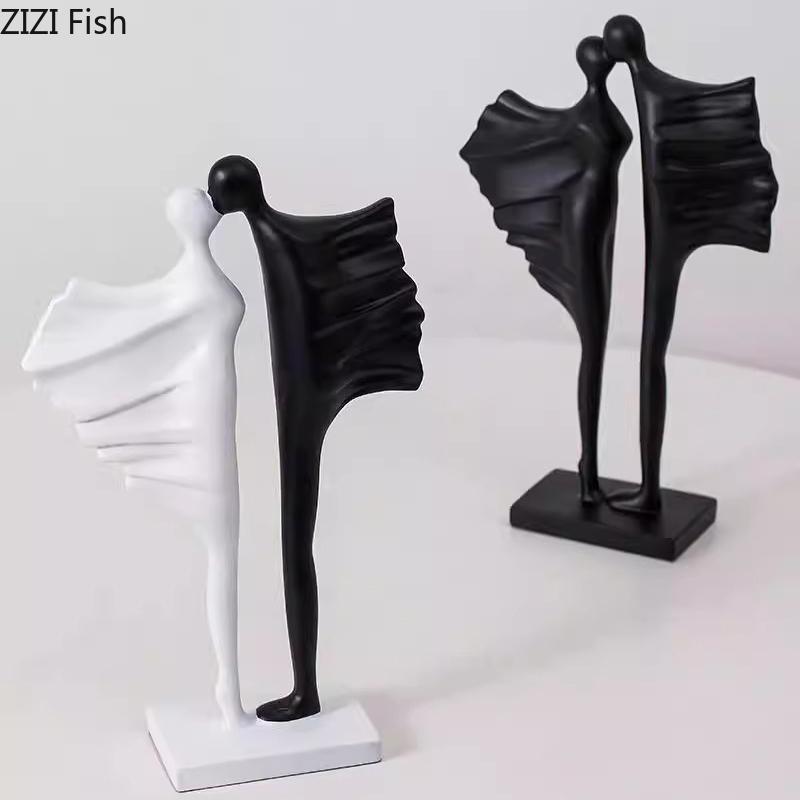 Abstract Couples Figures Statue Desk Decoration Lovers Character Resin Sculpture Modern Crafts Ornaments Room Aesthetics Decor