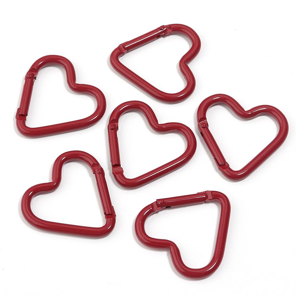 5pcs/lot Spray Painted Heart-shaped Spring Clasps Carabiner Keychain Clips Hook Dog Chain Diy Jewelry Buckle Connector Supplies
