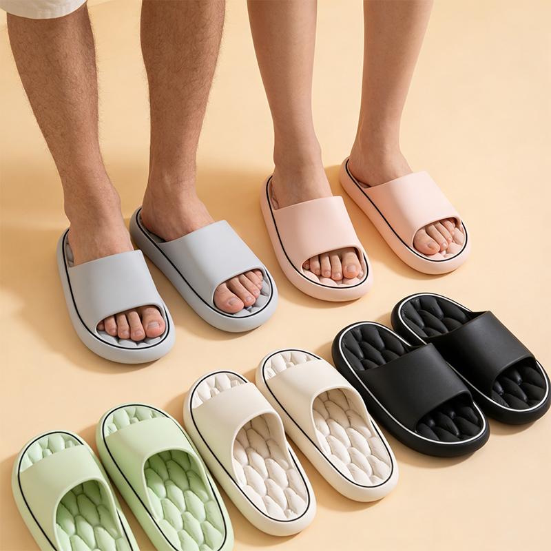Unisex Colorful Flip Flops Door Slides Simple Super Light Fashion Soft Slippers Bathroom Elastic Shoes Beach EVA