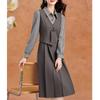 Women's Striped Patchwork Fake Two-Piece Midi Dress