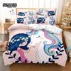 3pcs Duvet Cover Set, Girls and Unicorn Bedding Set, Soft Comfortable Breathable Duvet Cover, For Bedroom Guest Room Decor