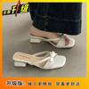 Temperament Light heel square head square root outer wear summer sweet skirt thick heel cool slippers 2025 new elegant sandals