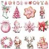 Christmas Tree Baubles 12/24/36Pcs Pink Wooden Ornaments Set, Snowman Santa Hanging Aesthetic Decors, Xtmas Hanigings with Ropes for Home Decor