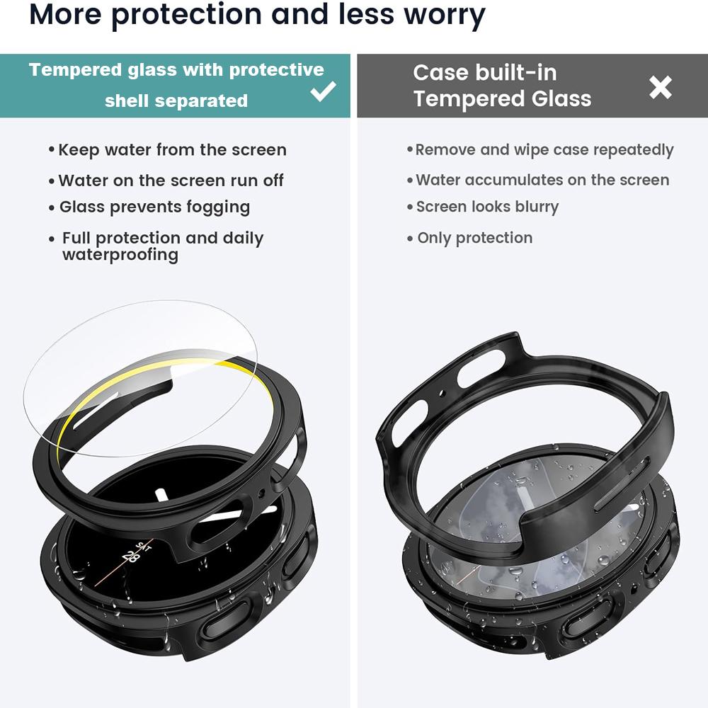 Glass+PC Watch Case For Samsung Galaxy Watch 8 40mm 44mm 8 Classic 46mm Hollow Hard Protective For Galaxy Classic 8 Accessories