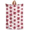 Super Soft Lotso Strawberry Bear Throw Blanket Premium Flannel Fleece Lightweight Bed Blanket Super Cozy Blankets All Season Use