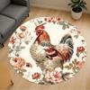 1pc Rooster Flowers Round Chair Mat Area Rug - Non-Slip, Floor Mat for Office, Bedroom, and Indoor Decor -1002242