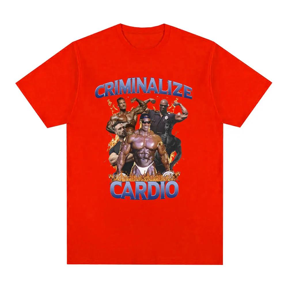 Criminalize Cardio Meme Pattern Tshirt Gym Fitness Retro Short Sleeved Tshirt Womens Fashion Hip Hop Large Tshirt