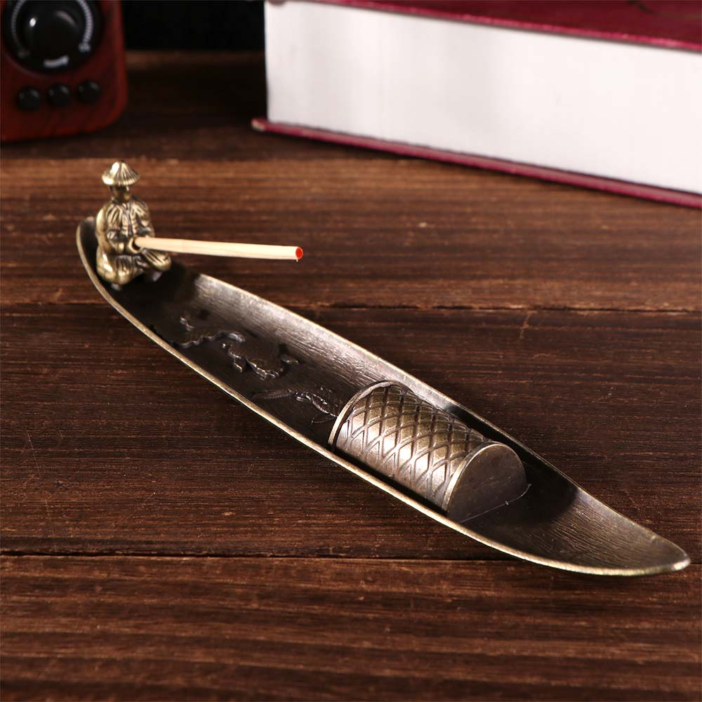 Boat Shape Incense Holder Metal Incense Stick Burner Unique Incense Censer Tea Room