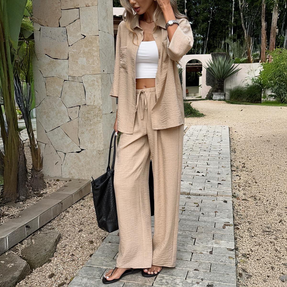 European-Style Elegant Loose Long Sleeve Women s Top Set - Spring/Summer 2026 Collection Medium хаки