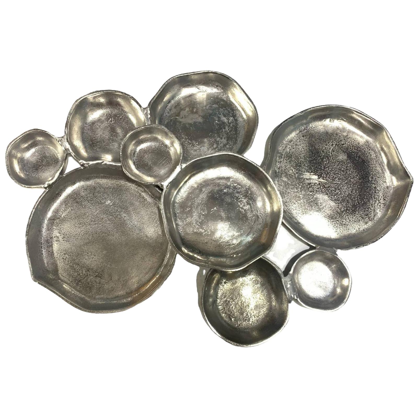 Декоративная группа из 9 секций для подачи закусок Элегантный поднос для закусок Многосекционное блюдо для вечеринок серебряный