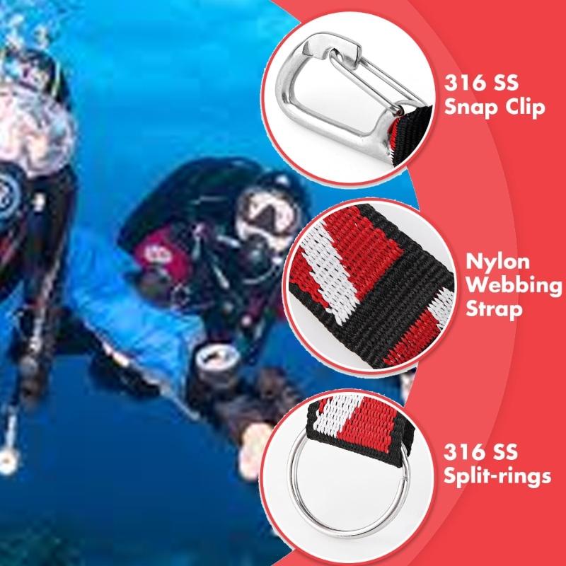 Scubas Diving Lanyard Clip with D Rings Universals Dives Flags AntiLost Strap for Water Sports fishing Gear Attachments