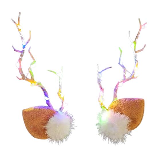 1 para spinek do włosów, diody LED, dekoracja z poroża, świecące spinki do włosów, lekkie, łatwe do noszenia, spinki do włosów, świąteczne akcesoria do włosów