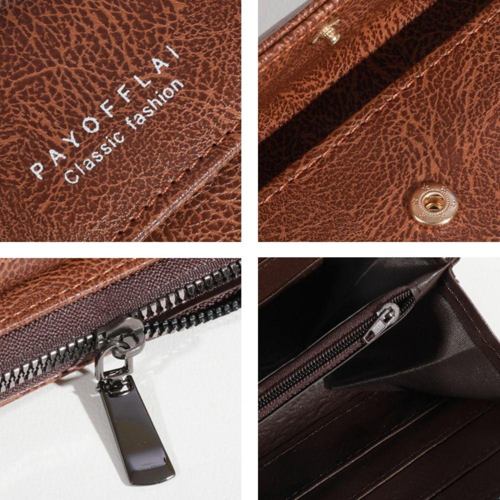 Fashion Zipper Long Wallet Large Capacity PU Clutch Bag Double Layer Multi Card Card Holder Student