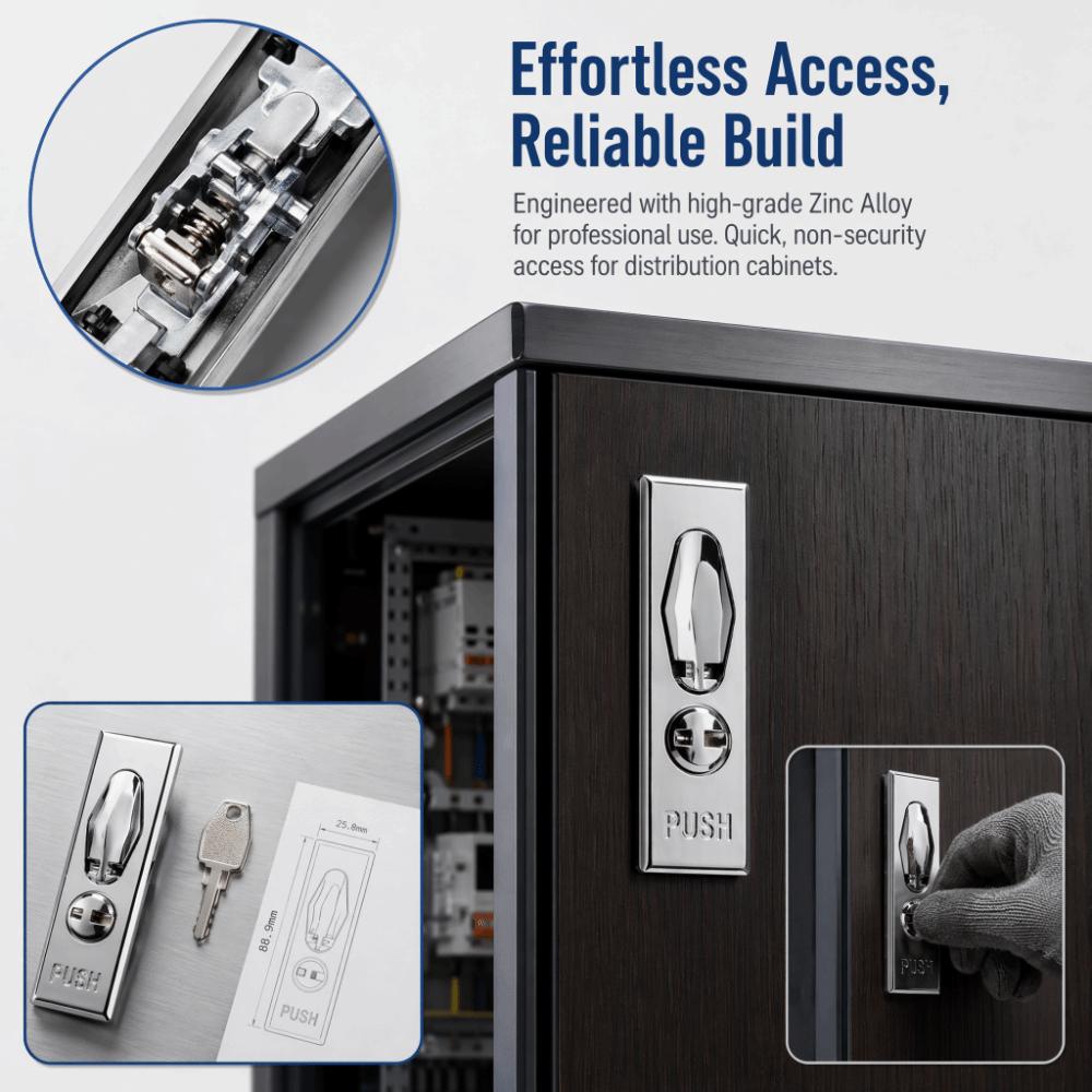 Brushed Flat Lock with Key Distribution Cabinet Door Lock Metering Lock  Distribution Box