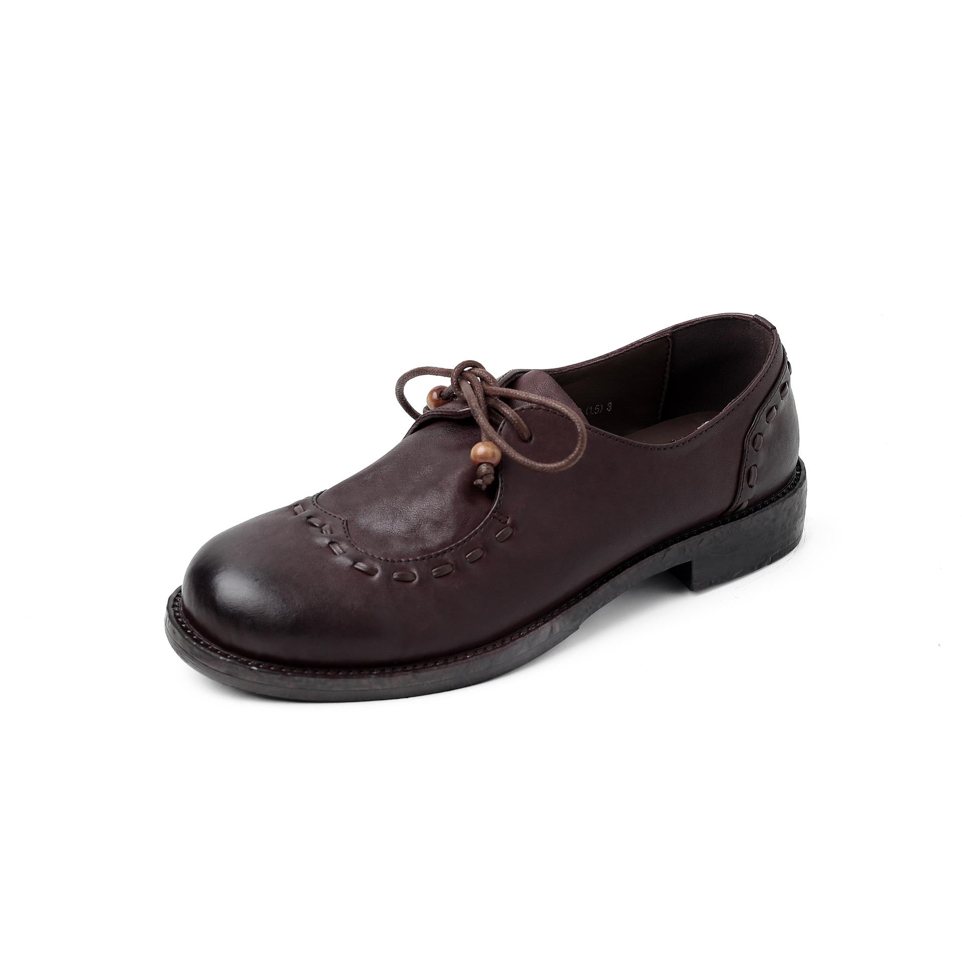 

Высокая мода~ Лоферы на шнуровке из первого слоя вымытой коровьей кожи 2025 осень, внутри и снаружи полностью кожаные, на плоской подошве, с круглым носком, ретро маленькие кожаные туфли 38 коричневый