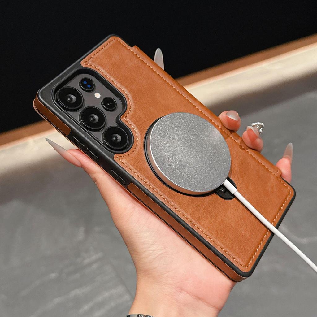 Samsung S25 Ultra Flip Card Holder Phone Case with Armor Shield and Rotating Magnetic Stand - Full Coverage Anti-Drop A17 Case