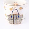 Yousheng Tote Charm Keychain Rhinestone Enamel Tote Bag Charm with Key Ring Sparkly Handbag Keychain Purse Charm Gift for Women Girls Friends