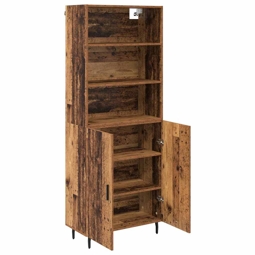 Highboard Reclaimed Wood 69.5 x 34 x 180 cm Engineered Wood and Glass