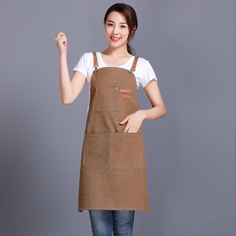 Waterproof Canvas Apron for Baking, Tea Shops, Nail Art, Florists, and Catering with Custom Logo Printing