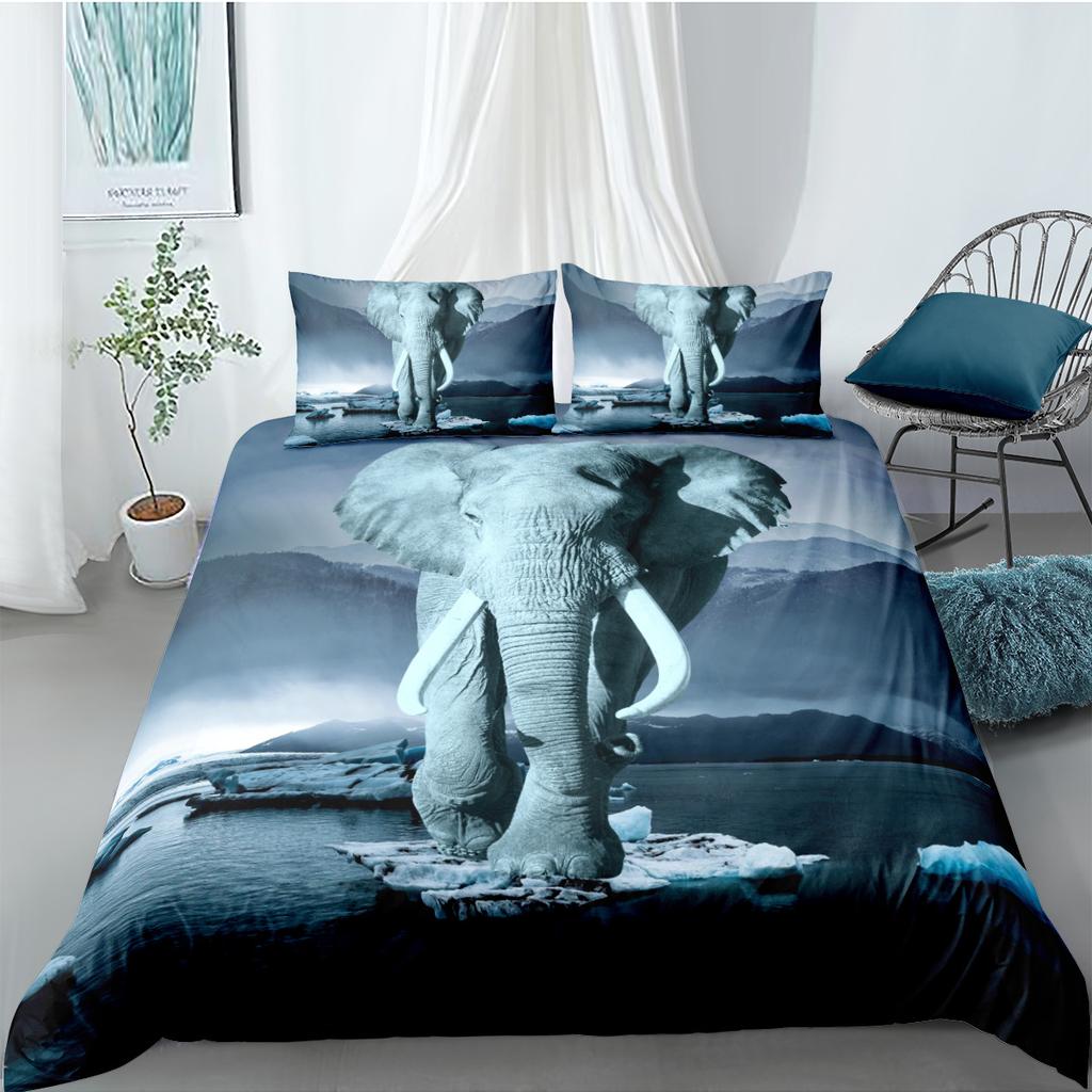 Elephant Duvet Cover King Queen Size Creative Animal Pattern Bedding Set For Kids Teens Adult Lovely Wildlife 2/3pcs Quilt Cover