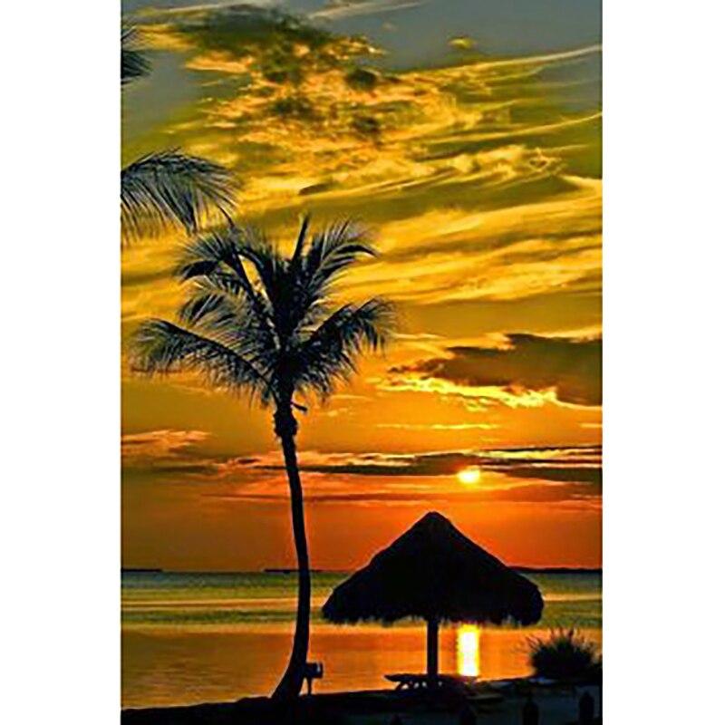 New 5D DIY Diamond Painting Beach Sunset Diamond Embroidery Scenery Cross Stitch Full Round Drill Crafts Home Decor Gift