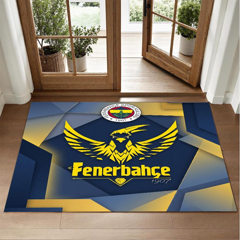 Fenerbahçe FC Design Crystal Velvet Rug Soft Decorative Mat for Bedroom Entrance