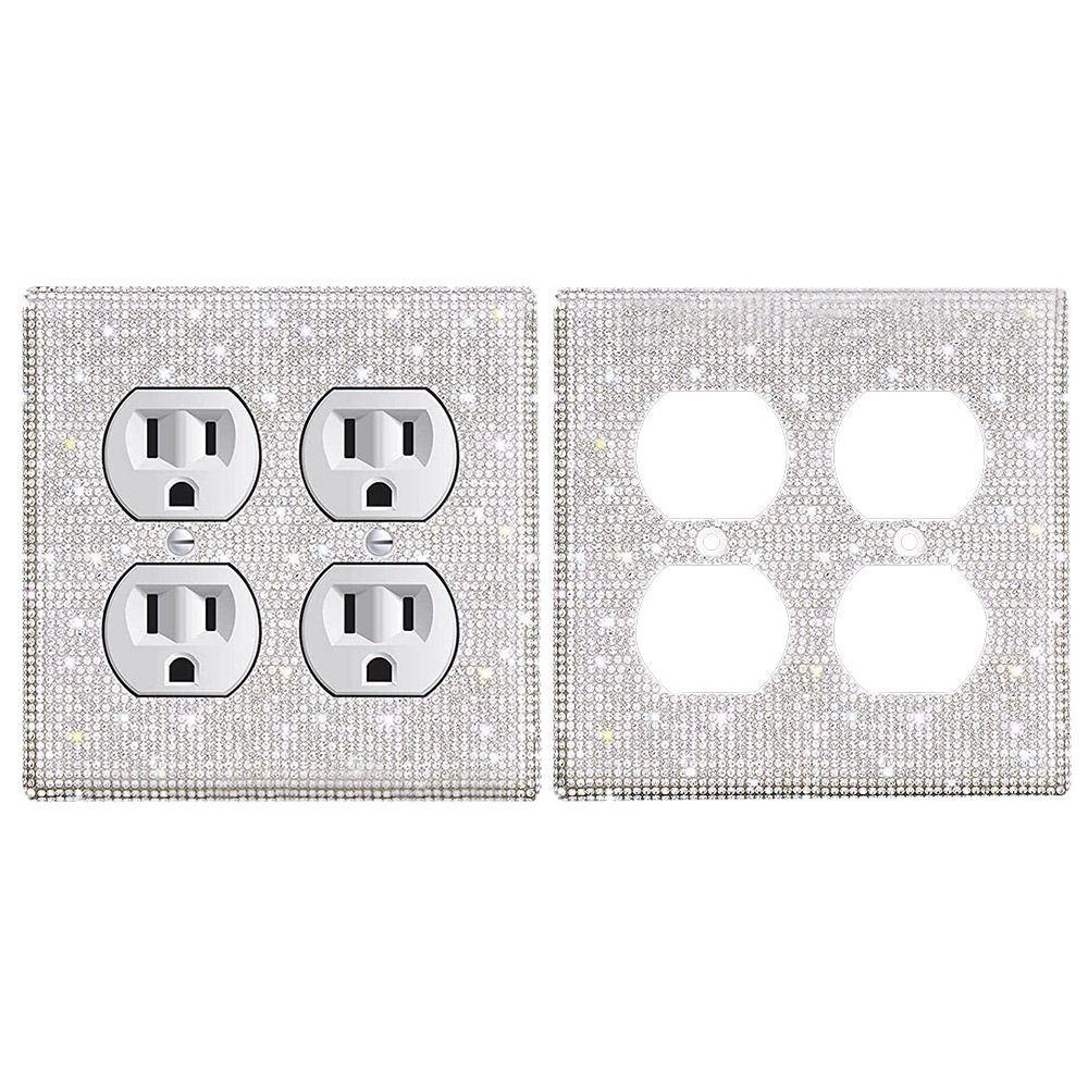 Switch Panel Sticker Rhinestones Socket Frame Wall Plate Cover Bling Plug Outlet Glitter Crystal Home Decoration Living Room