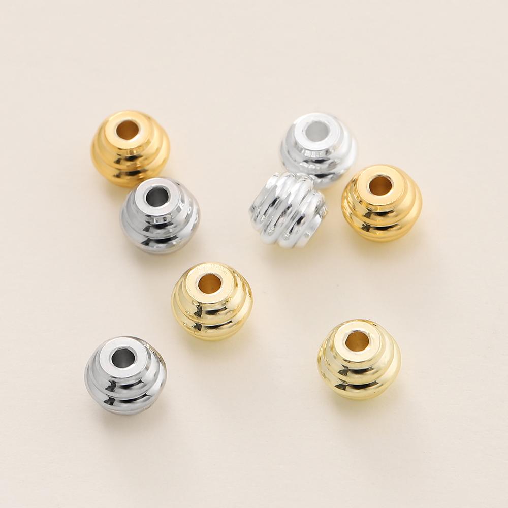 10 Stück/Los 4*5mm 14/18K Goldfarben Beschichtete Gestreifte Perlen Für Handgemachten DIY Armband Halskette Schmuckherstellung Zubehör