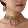 Indian Ethnic Style Gemstone Beaded Jewelry Set - Necklace & Earrings