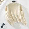 Vintage Autumn Winter Loose V Neck Cardigan Solid Color Long Sleeve Sweater Knitwear Top