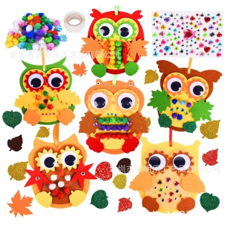 

6 шт. набор гирлянд праздничные принадлежности для вечеринок праздничное украшение нетканый сова кулон атмосфера животное нашивка фетр ткань маленький