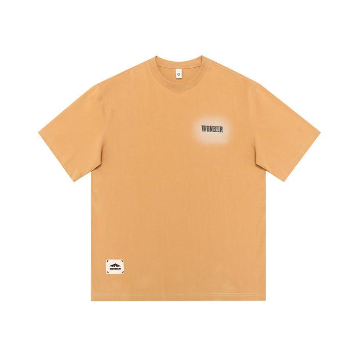 Washed Letters Short-sleeved T-shirt for Men's New Loose American Handsome Men's Base Shirt