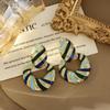 European Style Color-Blocked Circle Drop Earrings: Retro High-End Metal Design