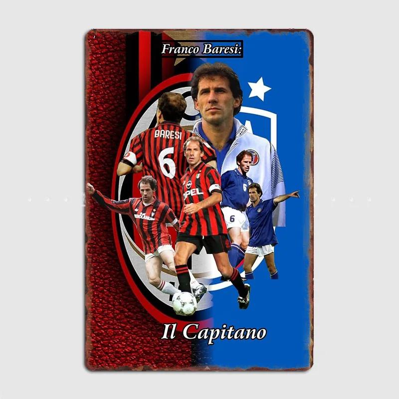 Franco Baresi Football Player Retro Metal Poster Sign Garage Club Custom Wall Decor Tin Room Decor Home Decor