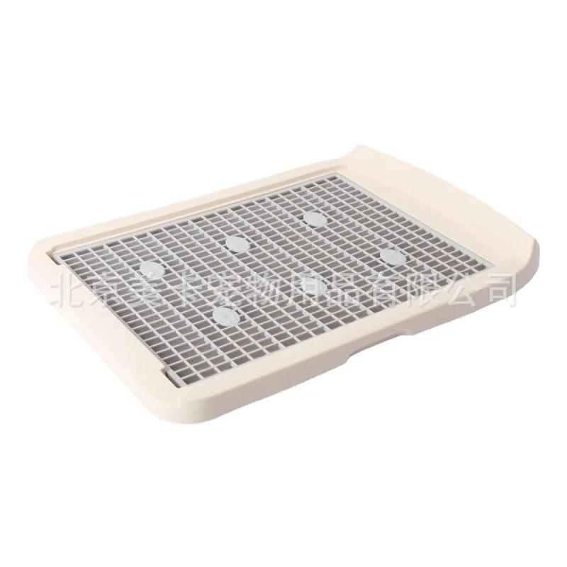 Large Flat Dog Toilet with Column Double Grid Elevated Splash Proof Dog Toilet Pet Supplies