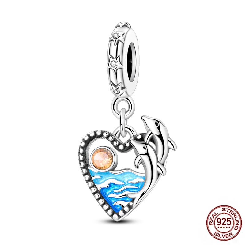 Ocean World Series Original Charms Copper Sea Turtle Octopus Dolphin Seahorse Beads Fits Bracelet Diy Jewelry Gift