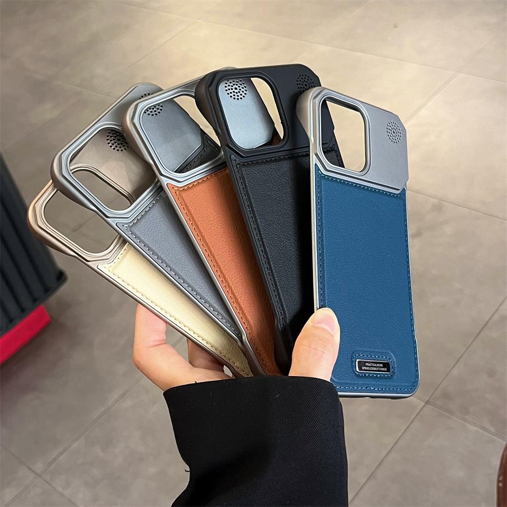Premium Leather Magnetic Frameless Phone Case For iPhone 16 15 14 13 12 11 17 Pro Max Plus 16E Plating Protector Aroma Cover