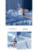 Spring/Summer Washable Ice Silk Quilt Set: Cool Summer Quilt & Thin Blanket with Cooling Fitted Sheet for Air Conditioning