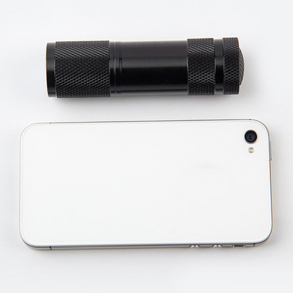 9LED Texture Camping Light Aluminum Alloy Mini 2W Fluorescent Agent Detection Light AAA Battery Powered 395nm Backlight Home Use