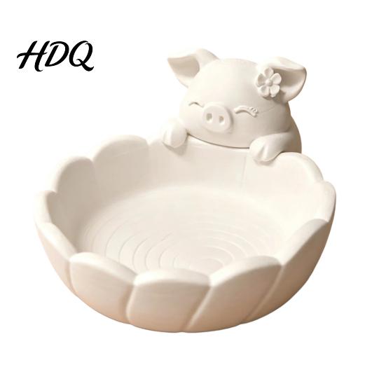 Minimalist Home Accents Cute Pig Petal Storage Bowl, Matte Finish 3D Print PLA Tray, Gift for Lovers Jewelry Trinkets Organization Tray Vanity