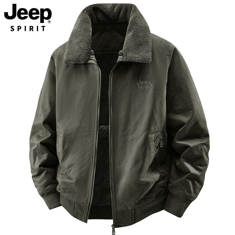 2025 Men's Fleece-Lined Warm Jacket with Detachable Fur Collar - Wear-Resistant Cotton Coat for Autumn/Winter