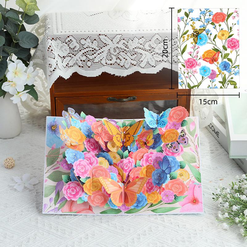 3D Pop Up Greeting Card with Floral Hummingbird Butterfly Popup Card Blank Note Birthday Mother's Day Anniversary All Occasions