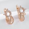 Kinel Luxury Cute Cat Earrings For Girls 585 Rose Gold Color Natural Zircon Accessories Children Baby Xmas Gifts Animal Jewelry