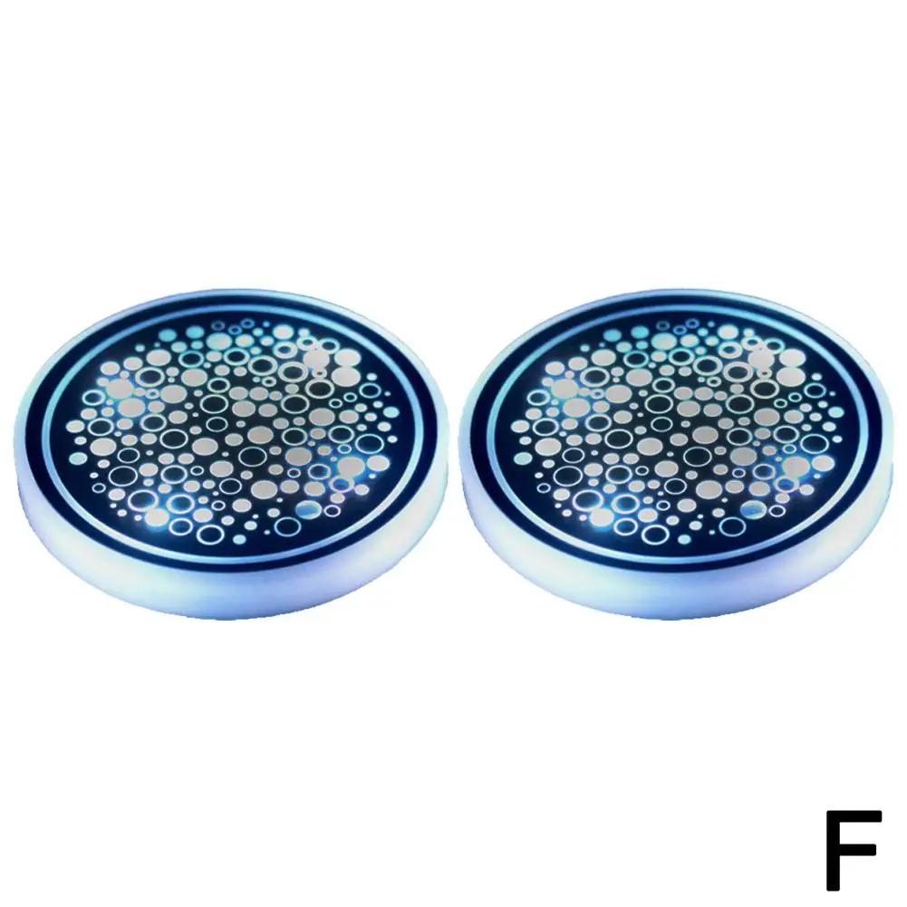 2PCS 7 Color Car LED Luminous Water Coaster Car Cup Holder Interior Decoration Atmosphere Non-slip Coaster Light Mat Bottle I6O4