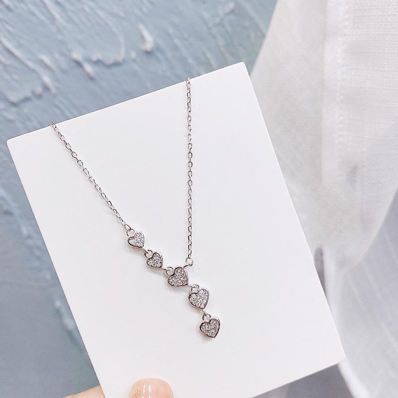 S925 Sterling Silver Heart-Shaped Diamond Necklace - Elegant, Versatile Gift for Girlfriend or Wife 925 Silver