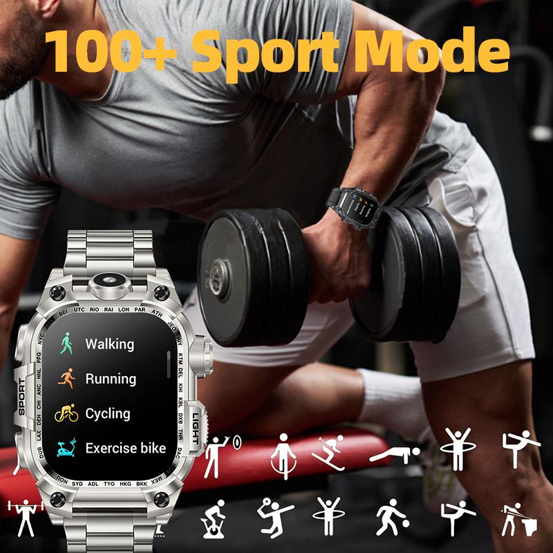 Nuovo Multifunzionale Schermo Grande Quadrato Smartwatch da Esterno Torcia Monitoraggio della Salute Bracciale Sportivo da Uomo