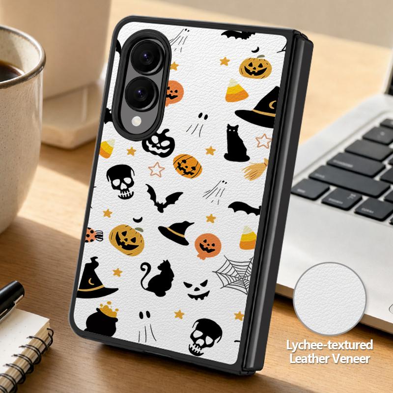 Halloween Ghost Pumpkin Case For Samsung Z Fold 8 Ultra 7 6 5 4 Hybrid Leather Skin Hard PC Bumper Cover For Galaxy Z Fold8 Fold7 Fold6 Fold5