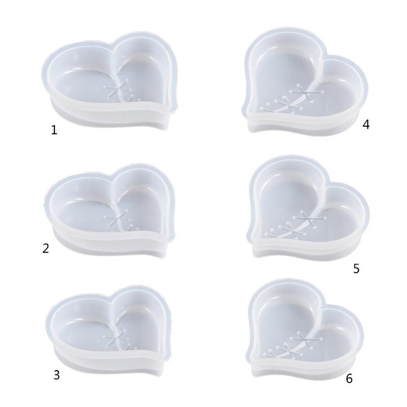 Porte-clés Cœur à coudre Moule en Silicone avec Trou Pendentif Porte-clés Moule Fait main Cadeau Saint-Valentin Anniversaire Bijoux