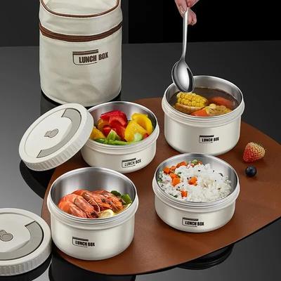 Caixa de almoço de micro-ondas, recipiente portátil isolado para almoço, conjunto de recipiente térmico empilhável Bento de aço inoxidável, caixa de almoço Bento